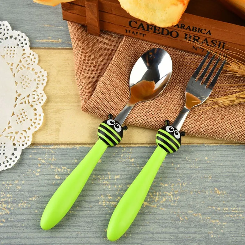 FHEAL 2 шт./компл. Милая Божья коровка пчела из нержавеющей стали портативные дорожные детские столовые приборы для взрослых набор для пикника подарок для приборы для детей