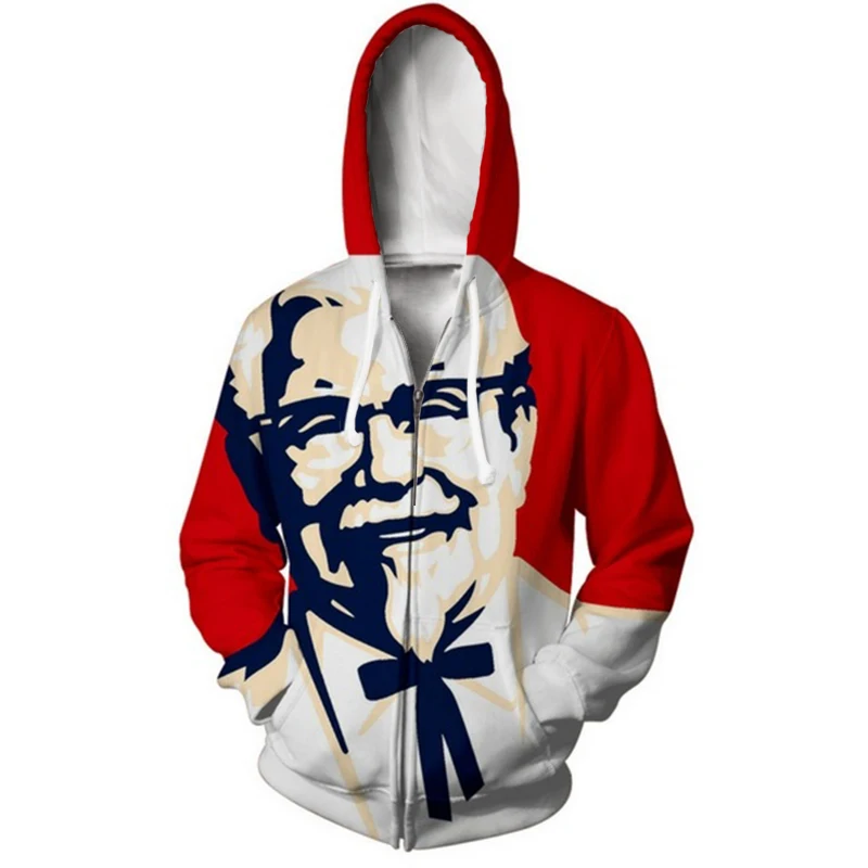 Sudadera KFC con estampado 3D para hombre y mujer, Sudadera con capucha y cremallera, envío directo