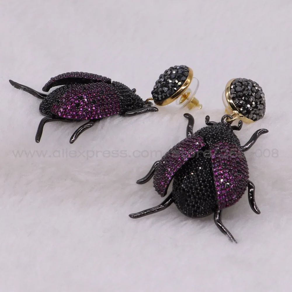 Новый! Серьги в виде насекомых Micro pave высококачественные серьги жуки из