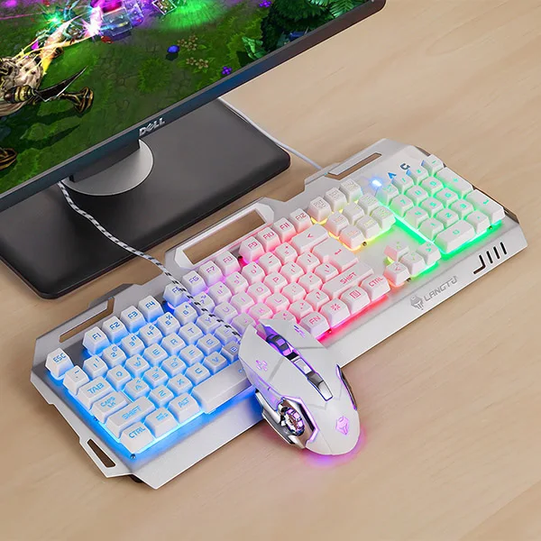 K006 игровая клавиатура 104 ключ Esports игра RGB Проводная Подсветка Механическая сенсорная игровая клавиатура для настольного компьютера ноутбука - Цвет: 02keyboard add mouse