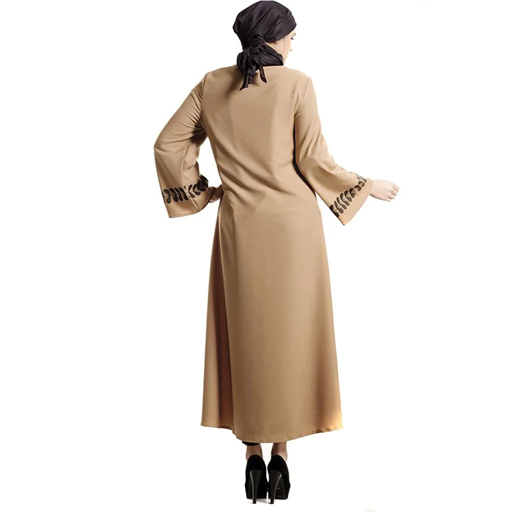 

2019 Hot sale Muslim Islamic Printed Long Dress Women Elegant Long Sleeve Dress a0318