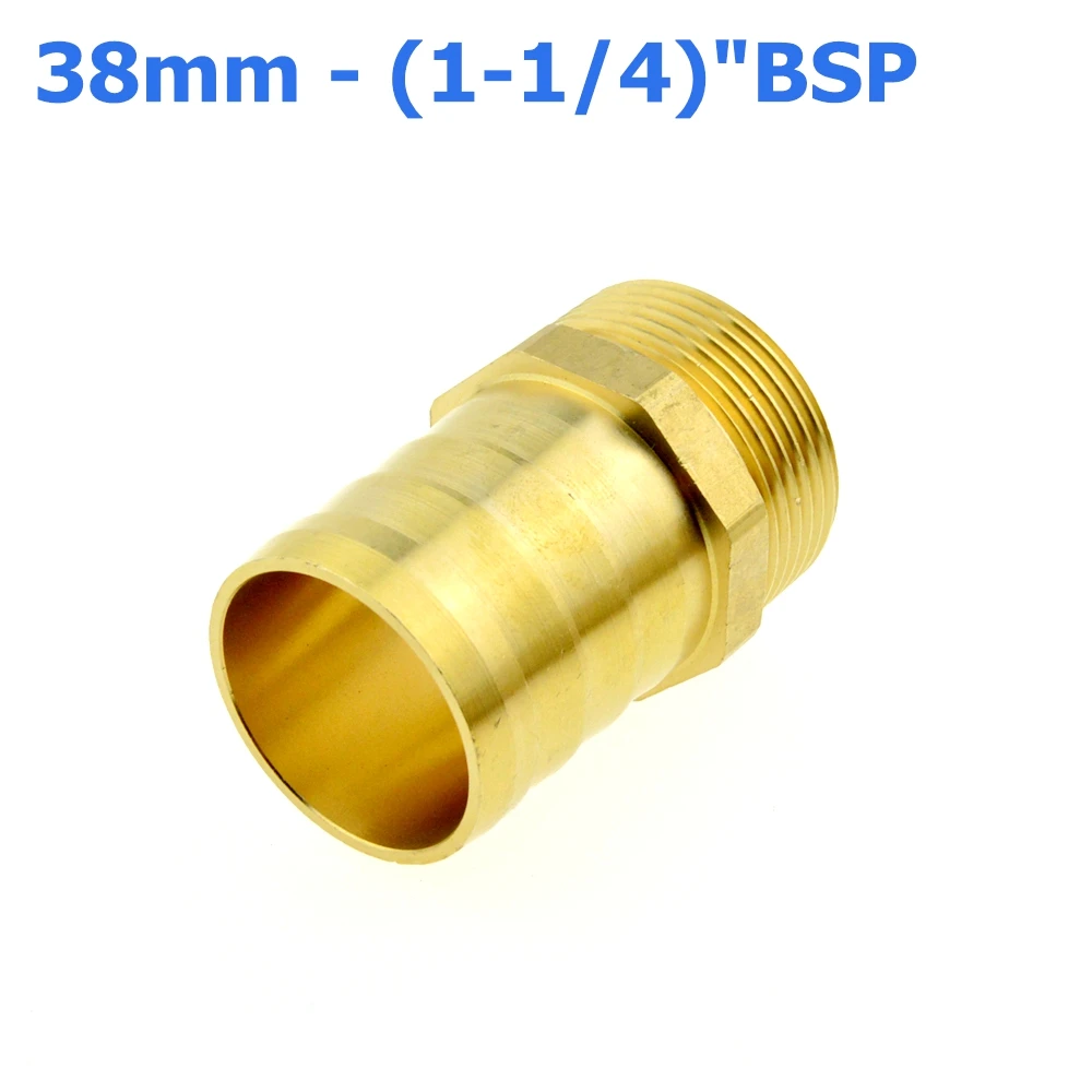 

2Pcs 38mm Hose Barb Tail To 1-1/4"PT BSP Male Thread Straight Barbed Brass Connector Joint Copper Pipe Fitting Coupler Adapter