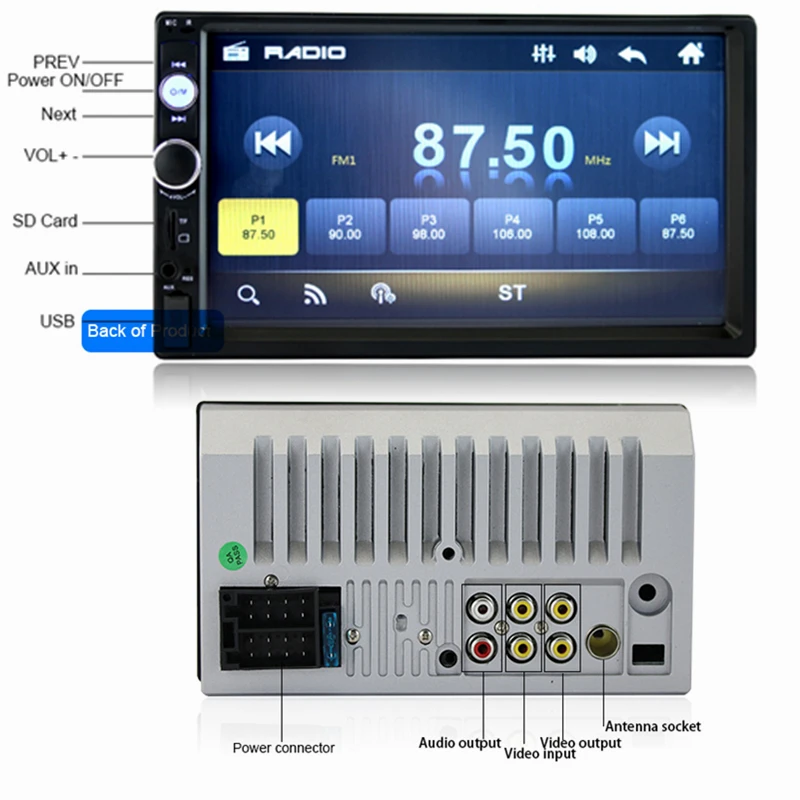 Wetowe C101 2Din автомобильный mp5 плеер FM Авторадио мультимедийный 7 &quotHD сенсорный экран