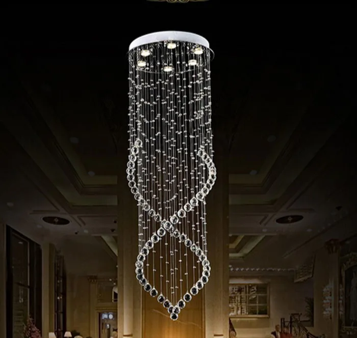 Роскошная люстра с двойной лестницей длинная лампа кристаллами для прыжков в