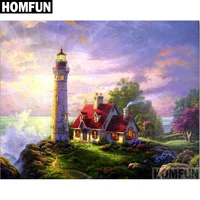 homfun full squareround drill 5d diy diamond painting ocean lighthouse embroidery cross stitch 5d home decor gift a06068
