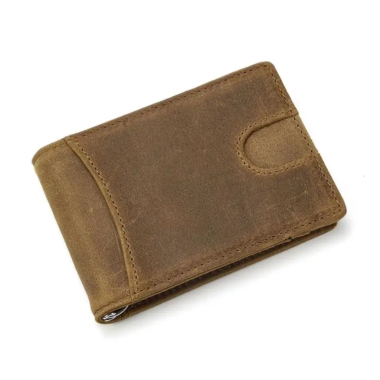 JD Light Brown Кожаный бумажник Luufan с зажимом для денег, натуральная кожа, Мужские Двойные кошельки для кредитных карт, кошелек с зажимом для денег, портативная Новая мода - Цвет: JD Light Brown