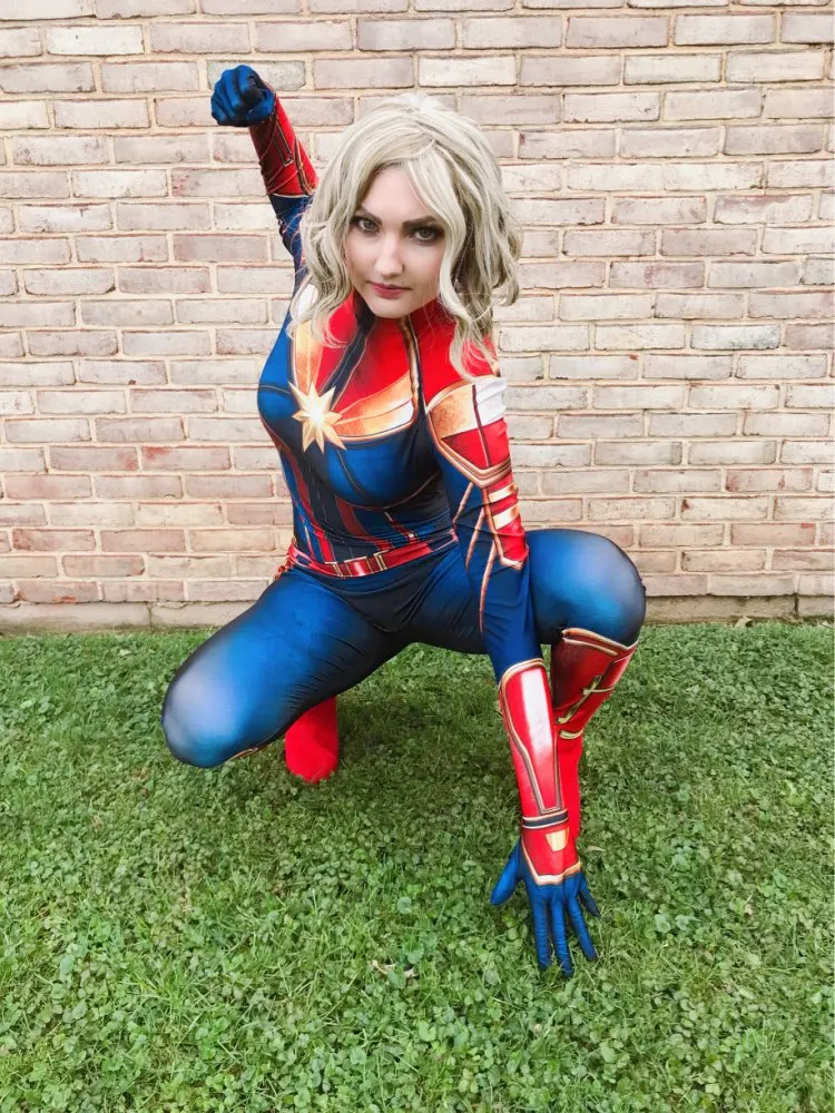 Версия фильма Марвел Капитан Carol Danvers косплэй костюм 3D MS Marvel Zentai боди супергероя для женщин обувь для девочек взрослых/Дети
