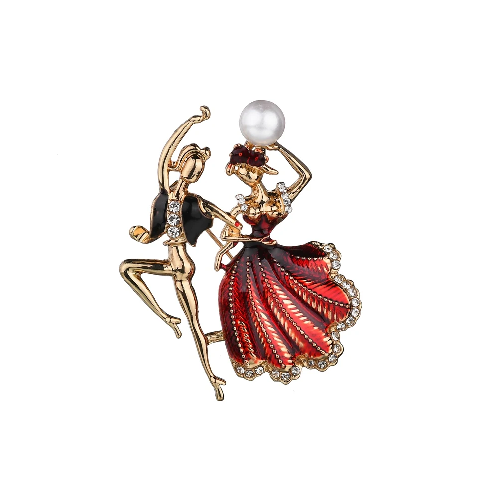 Terreau Kathy Dancing Women Men Wedding Brooch Enamel Red Green Dress 2 colors available bridegroom bride pins | Украшения и