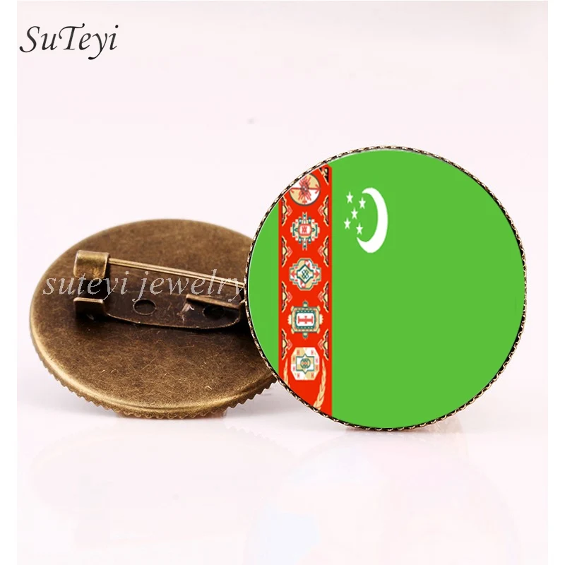 SUTEYI Sri Lanka/Tajikistan Flag Badge Glass Pattern Brooch Thailand/Turkey/Turkmenistan Crystal Pins Brooches Jewelry Gift | Украшения и