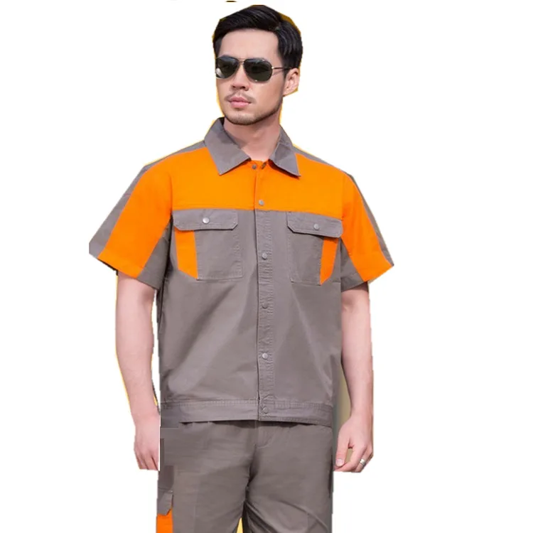 Summer Breathable Fabric Short Sleeve Coveralls Working Robe For Men In Workshop and Factory |