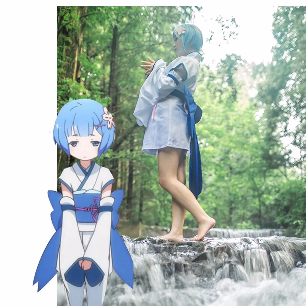 Re: Zero kara Hajimeru Isekai Seikatsu Ram Rem детское кимоно платье для женщин и девочек костюмы