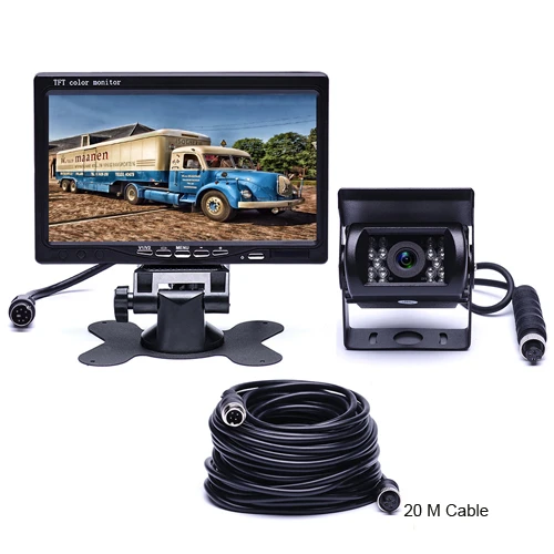 With 1pcs 20M Cable Podofo задний переключатель заднего хода Камера 4-контактный разъем ИК Ночное видение " ЖК-дисплей Цвет TFT автомобильный монитор заднего вида и аксессуары для автобуса грузовика прицепа с прицепом - Название цвета: With 1pcs 20M Cable