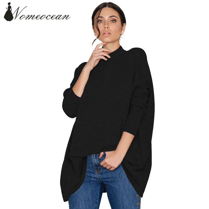 Элегантный Свитеры с высоким воротом заниженной линией плеч крыло летучей мыши