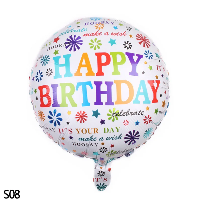 S08 18 дюймов Globos фольгированные шары «С Днем Рождения» детский душ надувные игрушки баллон из гелий круглый воздушный шар для детской вечеринки - Цвет: S08