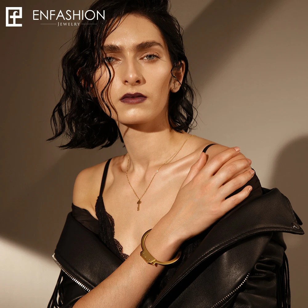 Enfashion наручники манжета браслет маншет золотой цвет нержавеющая сталь для женщин