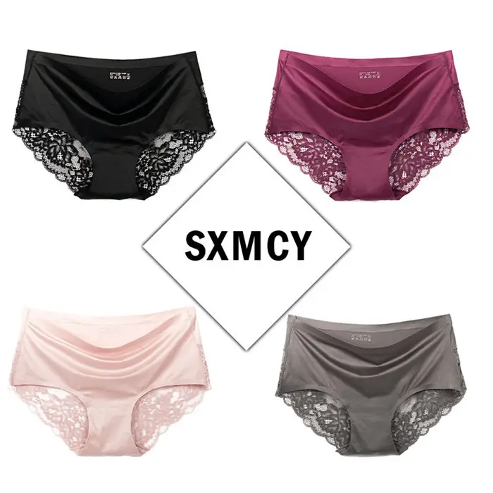 SXMCY 4 шт./лот, сексуальные кружевные Бесшовные женские трусы, ледяной шелк, ажурное кружевное нижнее белье, хлопковое нижнее белье, трусы-бикини - Цвет: Combination6