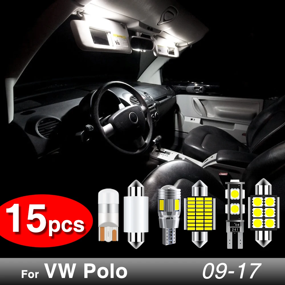 Комплект светодиодсветильник ламп Xukey для салона VW Polo 2009 2017 6R 6C 15 шт. лампы