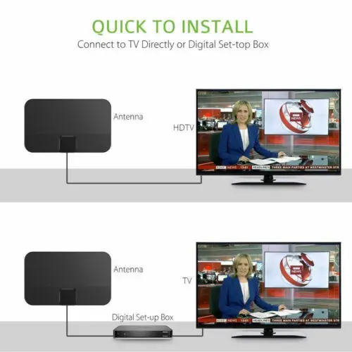 Тонкая внутренняя усиленная цифровая ТВ антенна HDTV 100 Mile Range