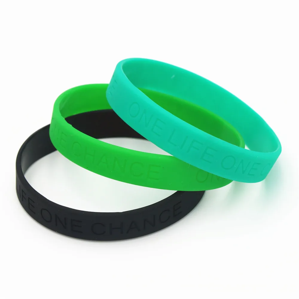 

LUKENI Fashion One Life One Chance Silicone Wristband Black Blue Green Rubber Engraved Bracelets&Bangles Men Women Gifts SH066