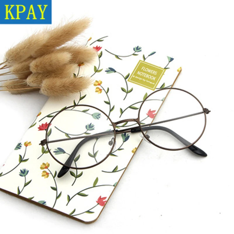 KPAY New Classic Flat Myopia Optical Mirror Simple Metal Women Men Fashion Glasses Frame Vintage Glasses Frame Round Lens