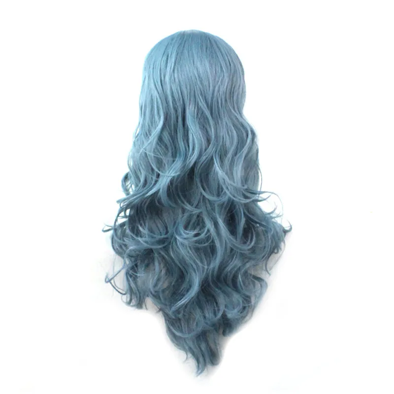 WoodFestival Synthetic Hair Wigs For Women Long Cosplay Wig With Bangs Wavy Pink Red Blonde Blue Green White Purple Black Grey