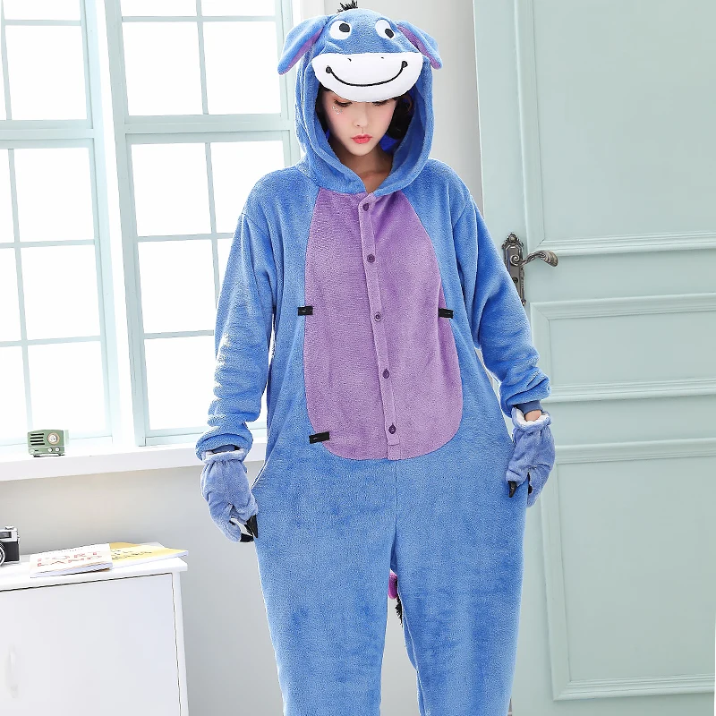 Eeyore Ослик костюмы-комбинезоны, пижамы, комбинезон, одежда для сна, цельные женские комбинезоны с животными, пижамы, Пижамный костюм, вечерние платья