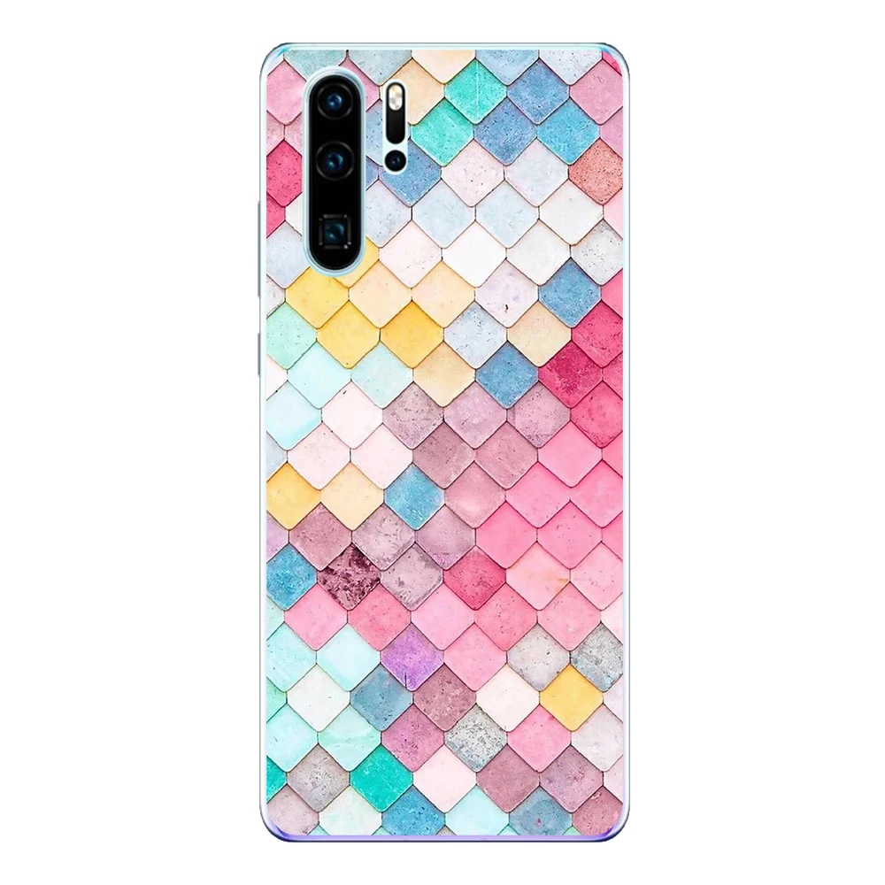 Чехол для Huawei P30 Lite Pro мягкий силиконовый чехол из ТПУ Fundas Happy Color Fish Scales защитный