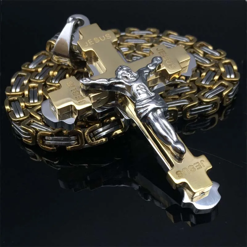 1 шт. из нержавеющей стали византийский золотой тон крест Иисуса Христа подвесные