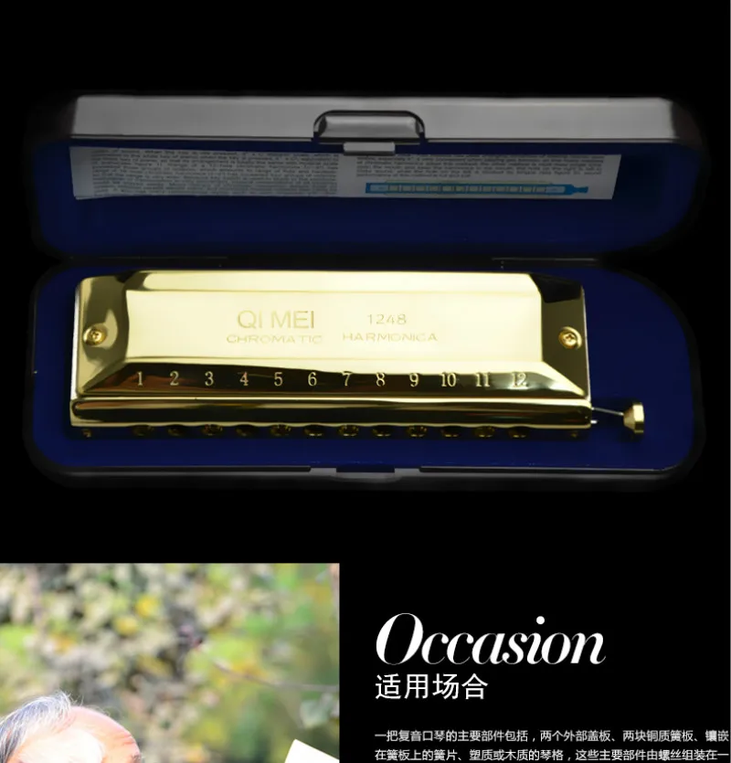 QIMEI Хроматическая губная гармоника Armonica Профессиональный струменти Musicali 12 отверстие 48 тон рот органные профессиональные C Ключ Gaita De Boca