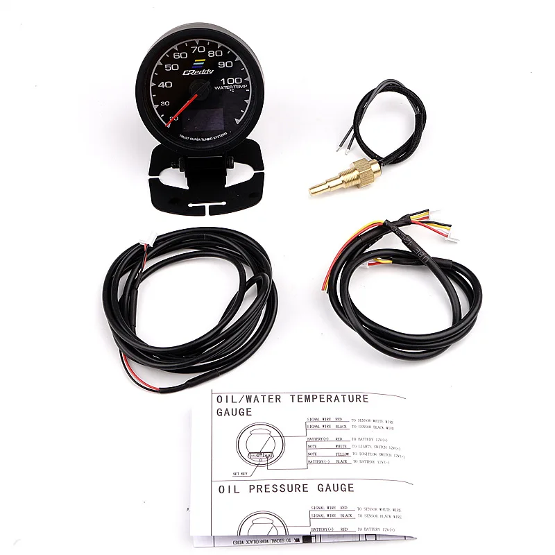 Water Temp GReddi мульти D/A lcd цифровой дисплей Turbo Boost автомобильный измерительный прибор 2,5 дюймов 60 мм 7 цветов в 1 гоночный Калибр - Цвет: Water Temp