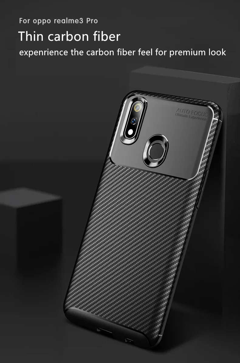 Чехол для OPPO Realme 3 роскошный ударопрочный углеродный высококачественный мягкий