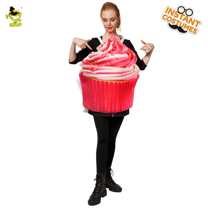 Unisex Ice Cream Cupcake Jumpsuit with Double Sided Strawberry Cupcake Costumes for  Cosplay Party Fancy Set