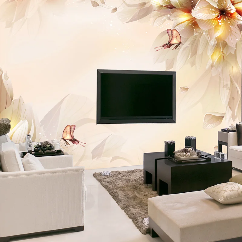 3D Настенные обои на заказ современные красивые цветы Настенная ткань гостиная ТВ