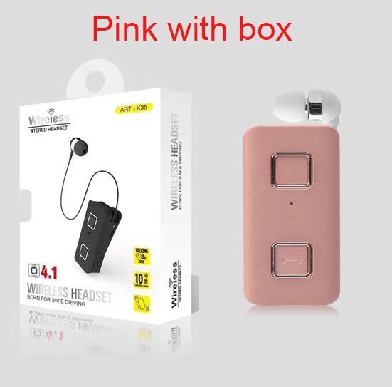 Pink with box K35 CSR DSP Беспроводная bluetooth-гарнитура Вибрирующая оповещение о ношении зажим для рук гарнитура в деловом стиле - Цвет: Pink with box