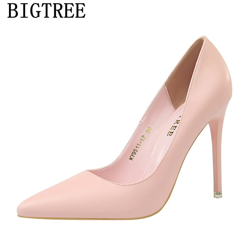 

Pumps Women Shoes Pink Heels Bigtree Shoes Pointed Toe High Heels Sexy Stiletto Party Shoes Wedding Heels Tacones Mujer Ayakkabi