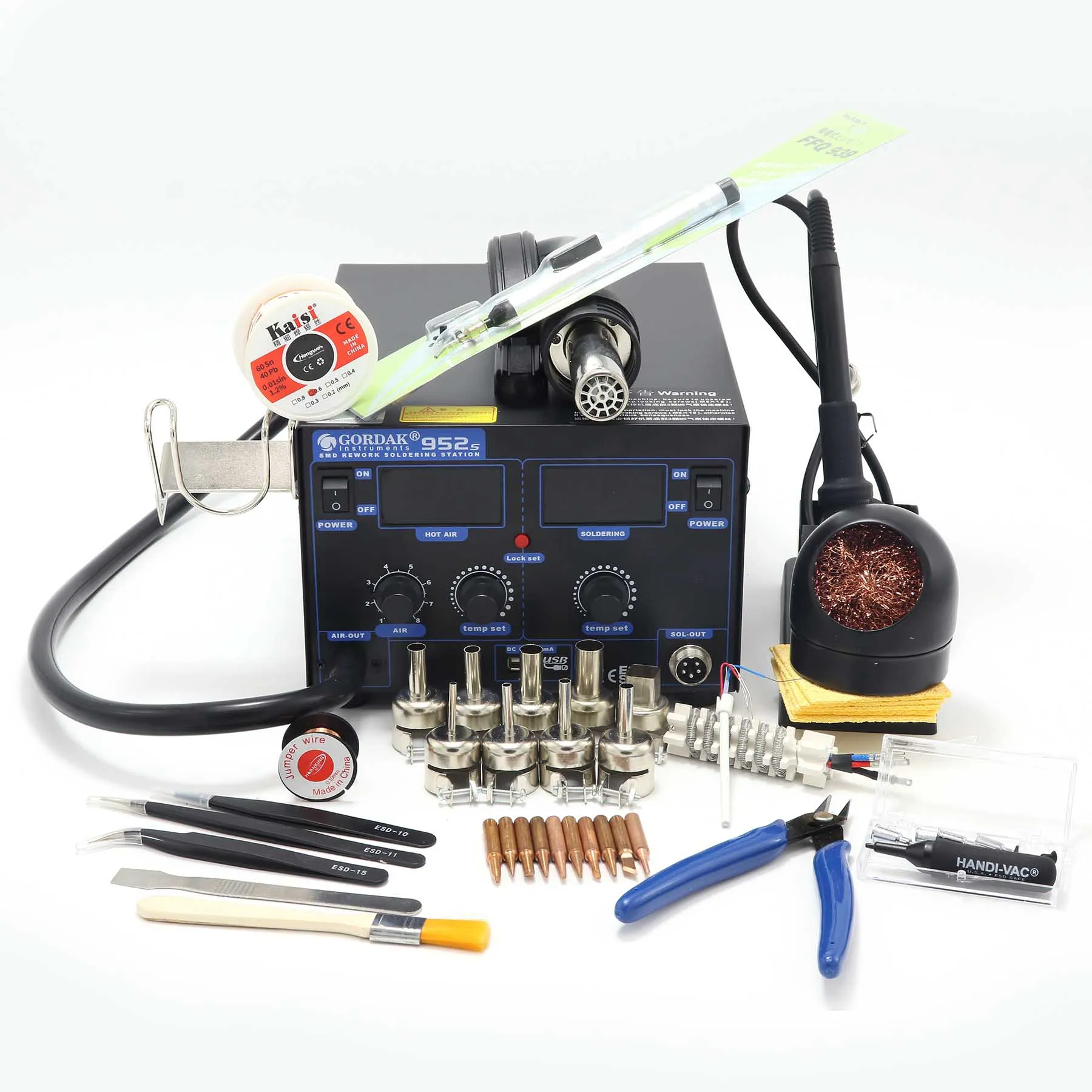 Package 5 GORDAK 952S Интеллектуальная паяльная станция с постоянной температурой и горячим воздухом большой размер светодиодный двойной дисплей high powe - Цвет: Package 5