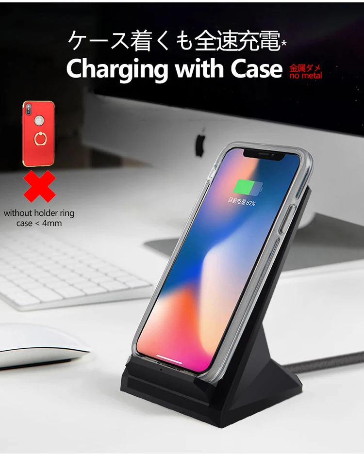 VEEAII 10 Вт Быстрое стоящее Беспроводное зарядное устройство для iphone 8 Plus Вентилятор Охлаждающая Беспроводная зарядная подставка для xiaomi mi 8 phone huawei p20