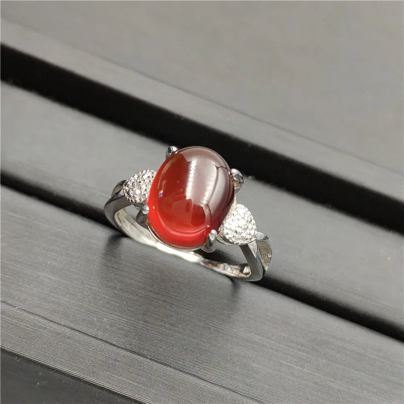 Natural Garnet Ring Women Men Anniversary Love Gift Orange Red 13x10mm Crystal 925 Sterling Silver Adjustable Jewelry AAAAA | Украшения и