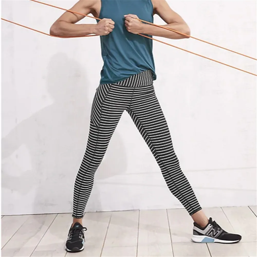 Штаны для йоги женские леггинсы полосатые эластичные хип хоп спортивные брюки с