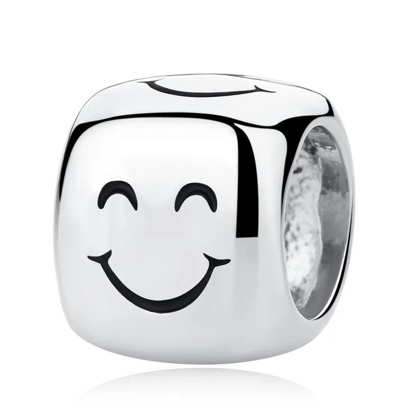 Smile Аутентичные стерлингового серебра 925 бисера музыкальная нота мотаться Шарм Бусины Подходят Пандора браслет и браслет DIY Jewelry подарки - Цвет: Smile