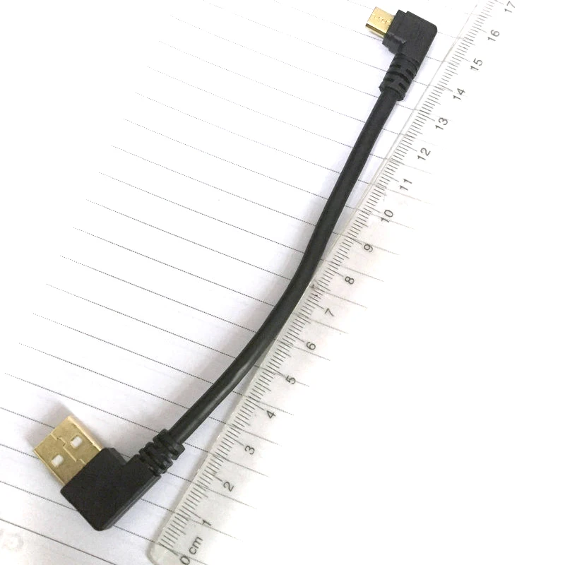 Новый универсальный 15 см золотой Jack короткие левый угол USB к прямым углом Micro b 2 0