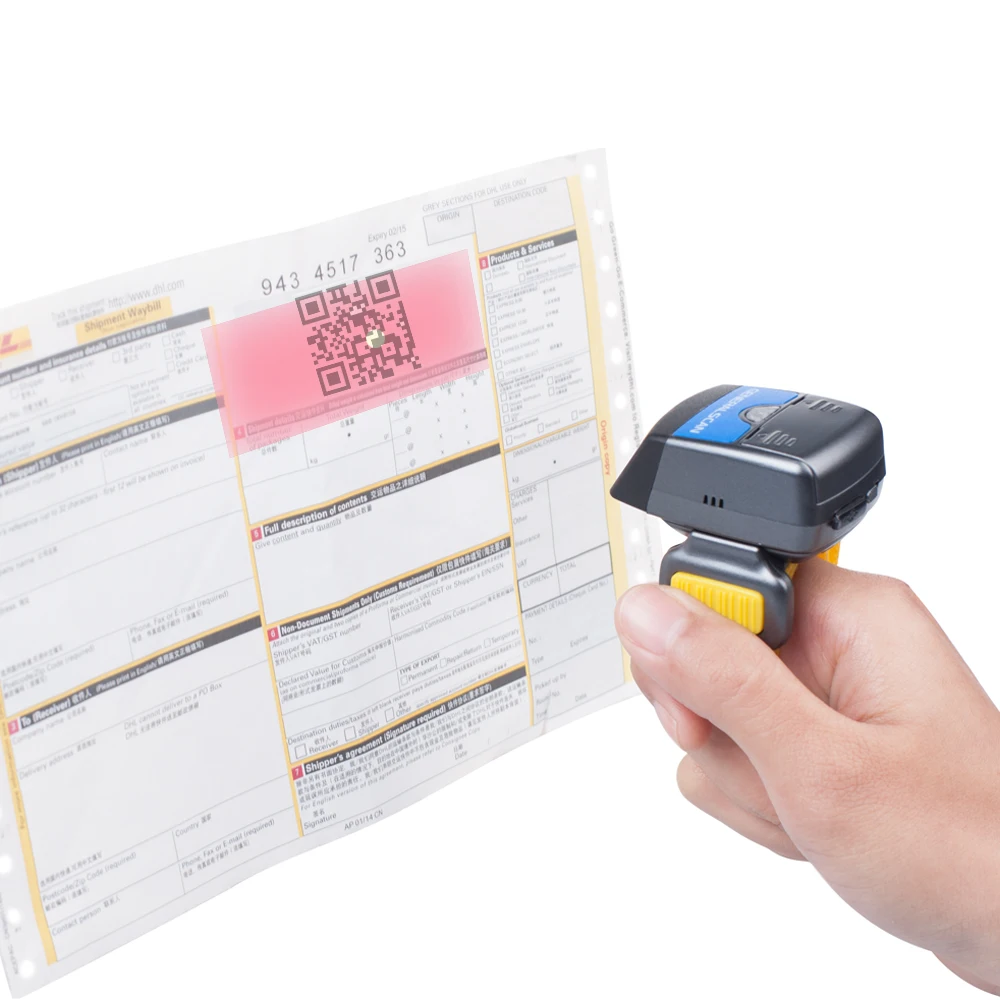 2D беспроводной Bluetooth/USB носимое кольцо сканер штрих кода R1500BT HW (N3680) для управления