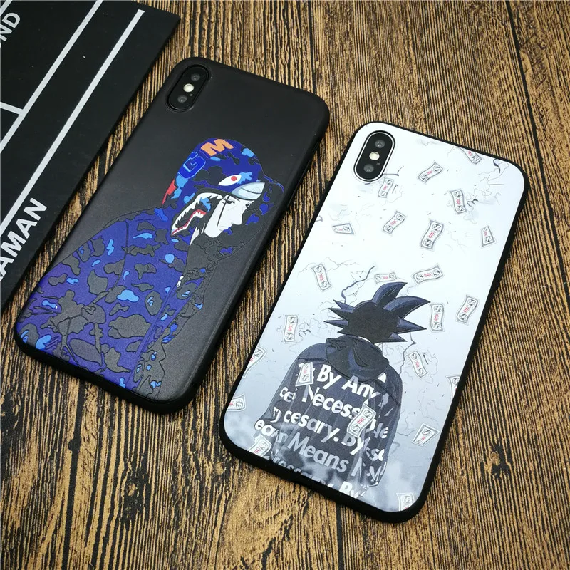 Мягкий чехол для телефона с мультяшным камуфляжным принтом Dragon Ball Naruto Goku для iphone X XS MAX XR 8 7 6 6S plus рельефный силиконовый чехол s coque funda