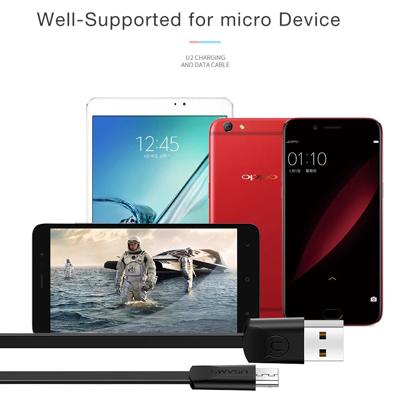 USAMS Micro Зарядка через usb кабель для samsung huawei Xiaomi телефонный Быстрая зарядка Android