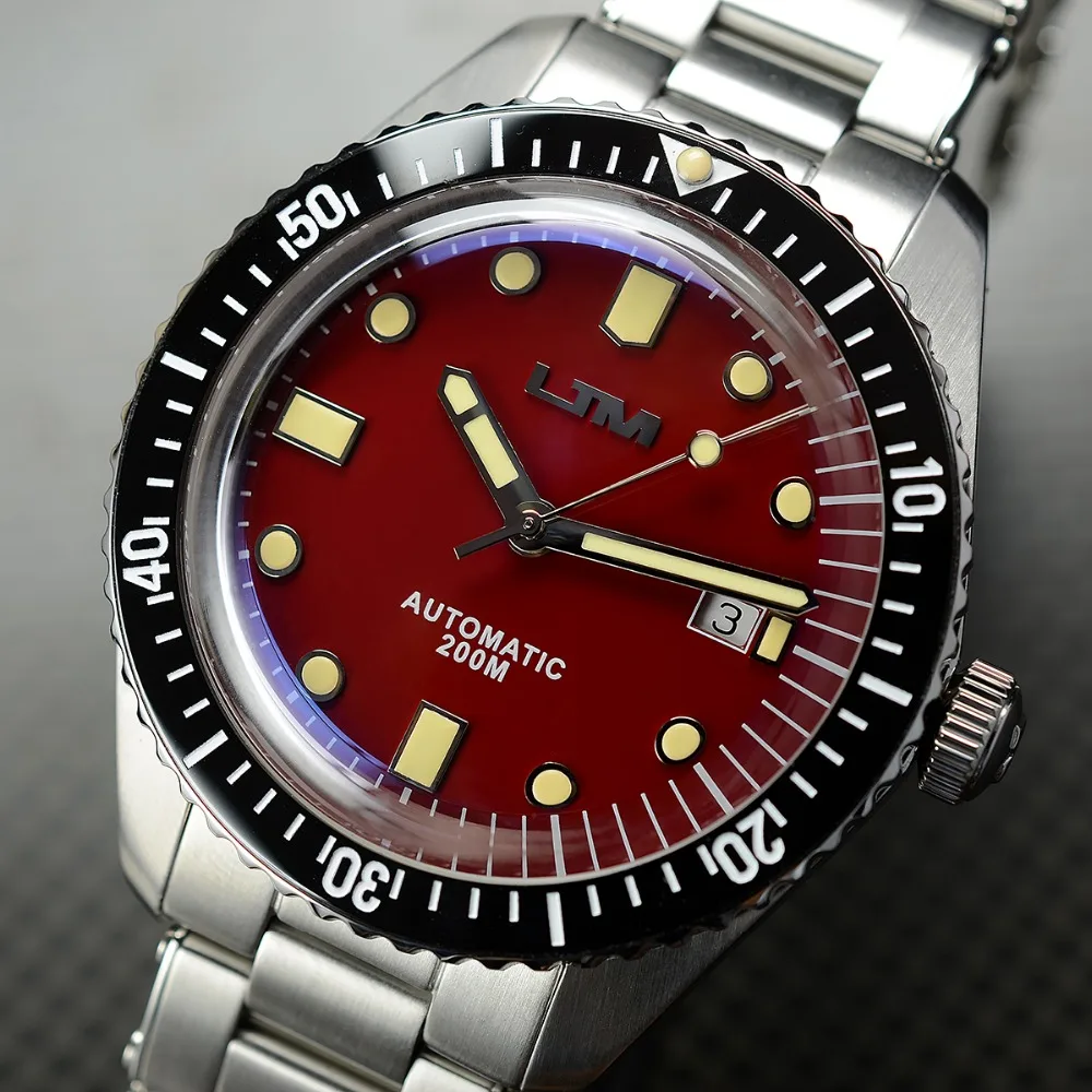 Мужские винтажные часы San Martin для дайвинга автоматические из нержавеющей стали 200