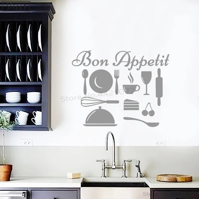 Настенная Наклейка stizzy Bon Appetit виниловые настенные наклейки кухонные горшки