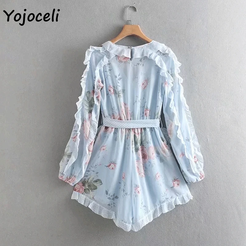 Yojoceli 2019 летний шикарный комбинезон с цветочным принтом для женщин длинный рукав