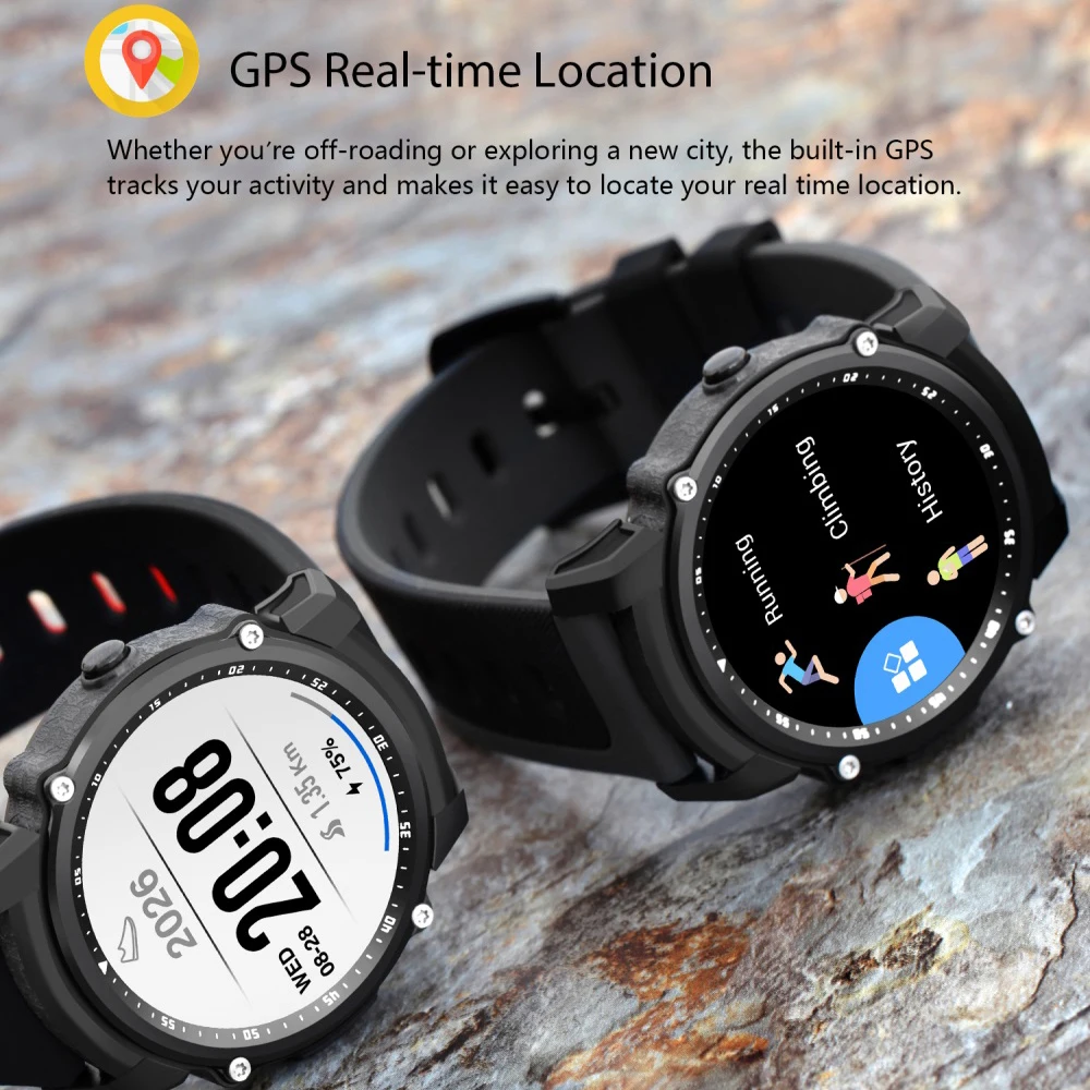 FS08 Bluetooth Smart часы Водонепроницаемый IP68 Плавание gps спортивные фитнес трекер