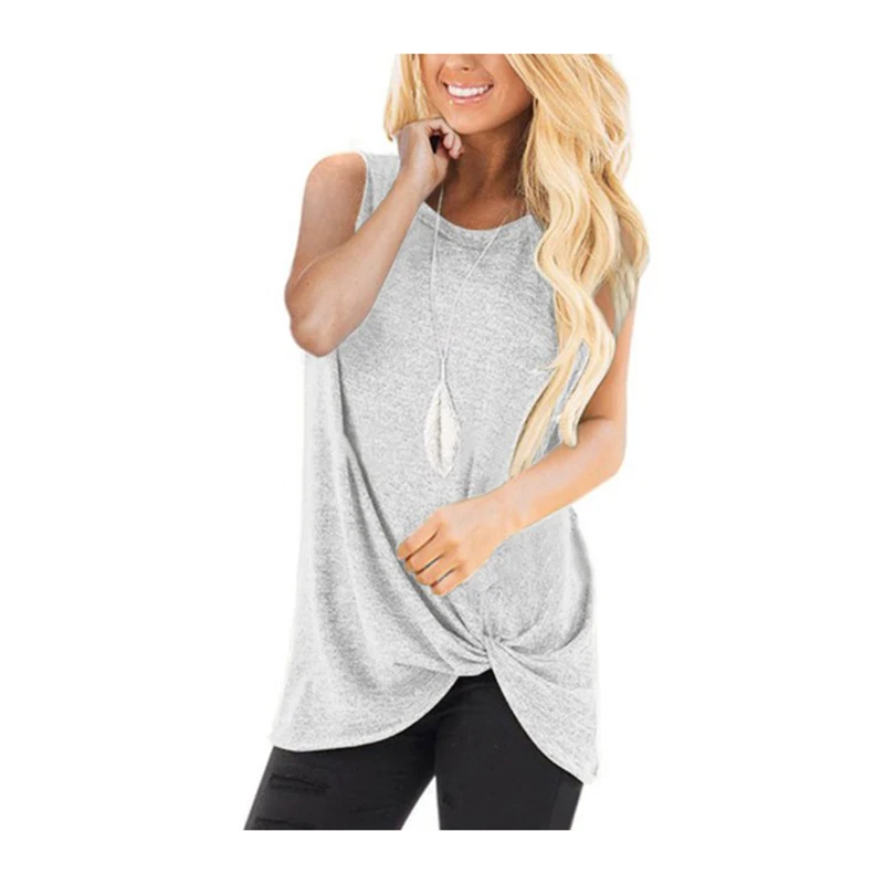 T shirt 2019 off shoulder casual solid color sleeveless women tshirt vestidos drop shipping | Женская одежда