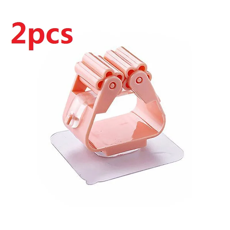 Pink 2pcs Креативный держатель для швабры, подвесной держатель для швабры, настенный держатель для швабры, домашний крюк для швабры, стойки для кухни и ванной комнаты, Органайзер - Цвет: Pink 2pcs